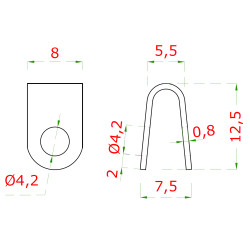 Lanková spona pre lanko o 2 - 4 mm, AISI 316 Lanková spona pre lanko o 2 - 4 mm, AISI 316